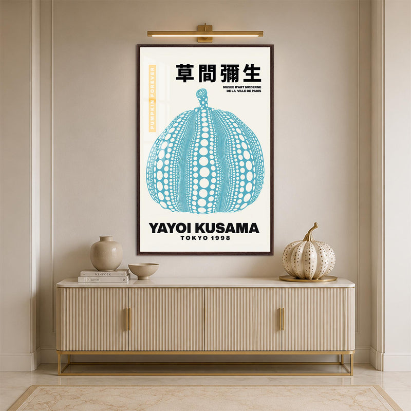 Dotted Pumpkin Poster with walnut frame