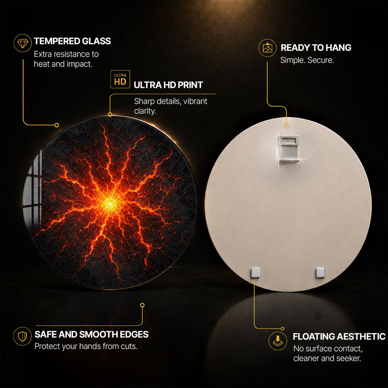 Molten Earth — tempered glass, ultra HD print, ready to hang