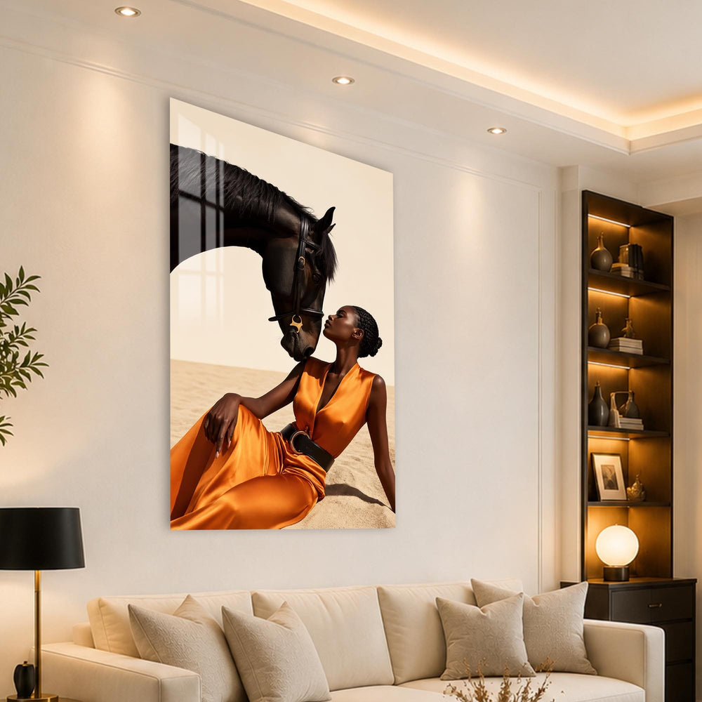 Woman With Black Horse angled lifestyle view