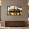 Golden Manhattan Reflections with walnut frame