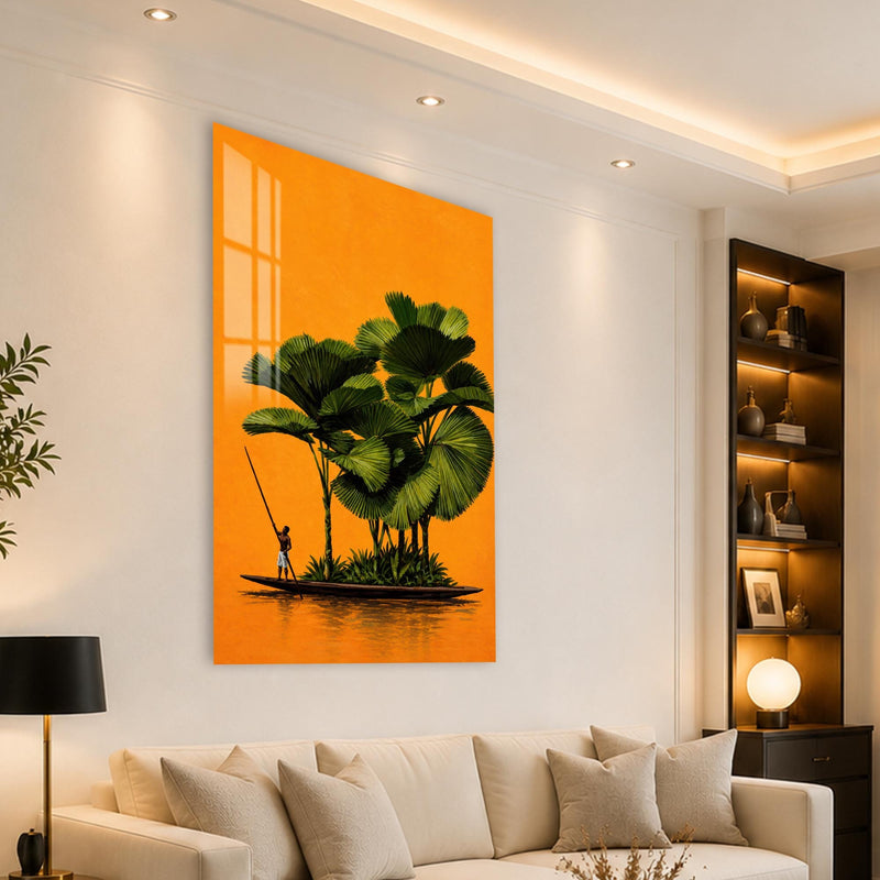 Artronauts Glass Print Tropical Boat Garden Glass Wall Art