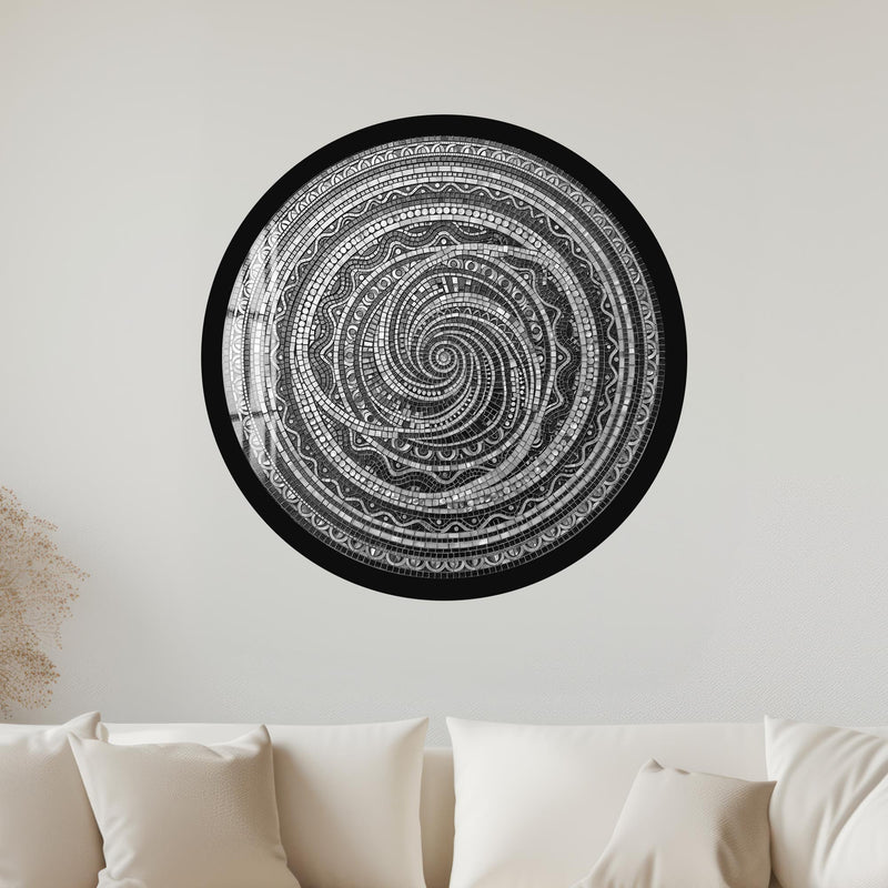 Midnight Mandala Spiral with gold frame