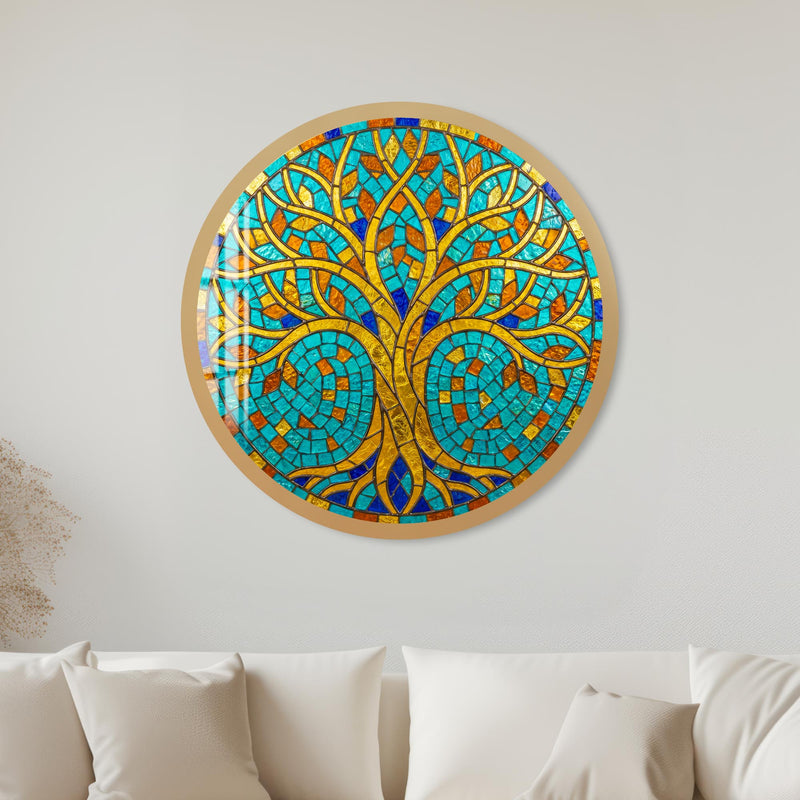 Circular Roots Gold Tree with gold frame