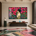 Artronauts Glass Print 18x12 cm | 7.1"x4.7" / Black Woman Among Flowers Glass Wall Art