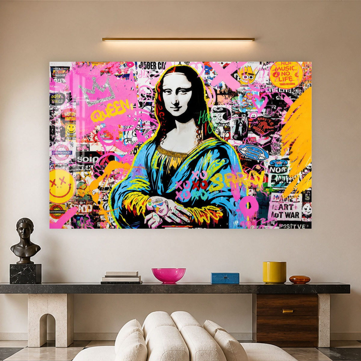 Artronauts Glass Print Graffiti Mona Lisa Glass Wall Art