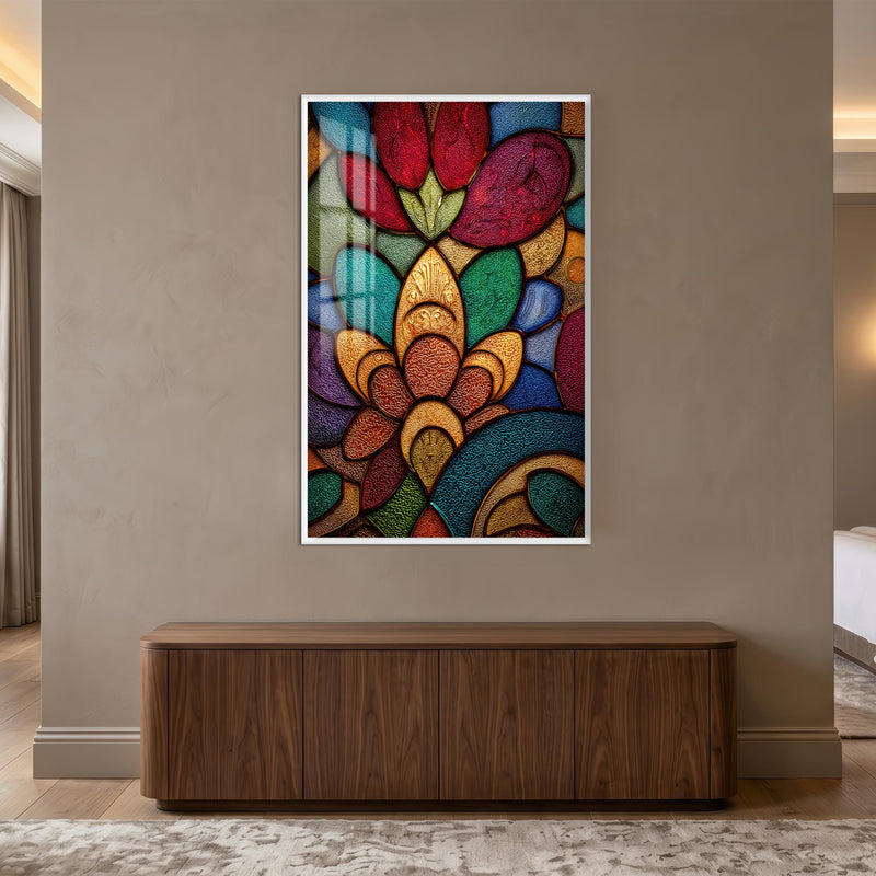 Jeweled Mosaic Bloom with white frame