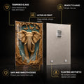 Gilded Elephant Majesty — tempered glass, ultra HD print, ready to hang