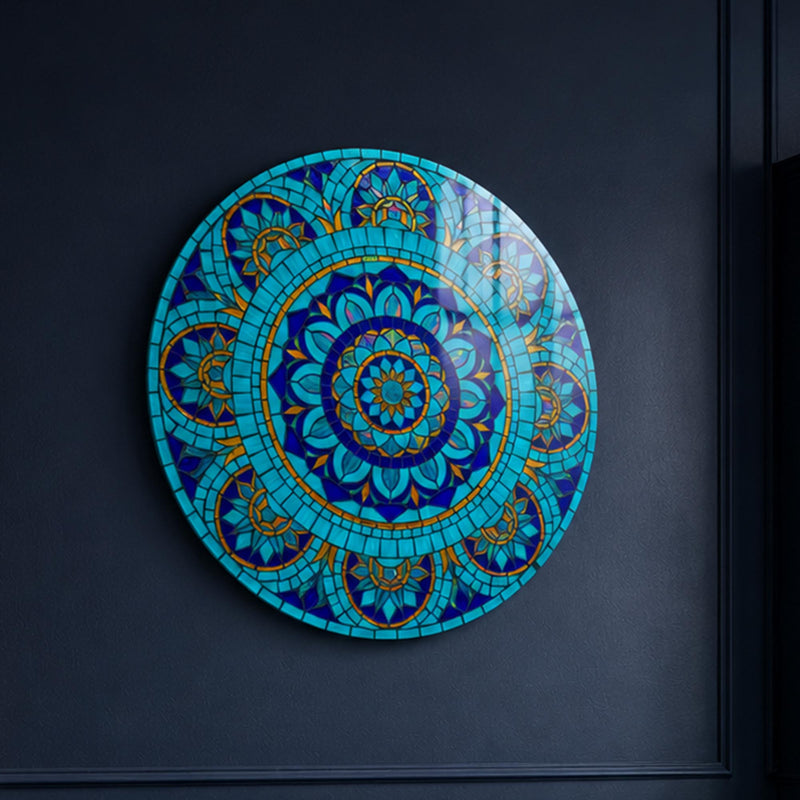 Turquoise Mosaic Mandala III close-up angled detail