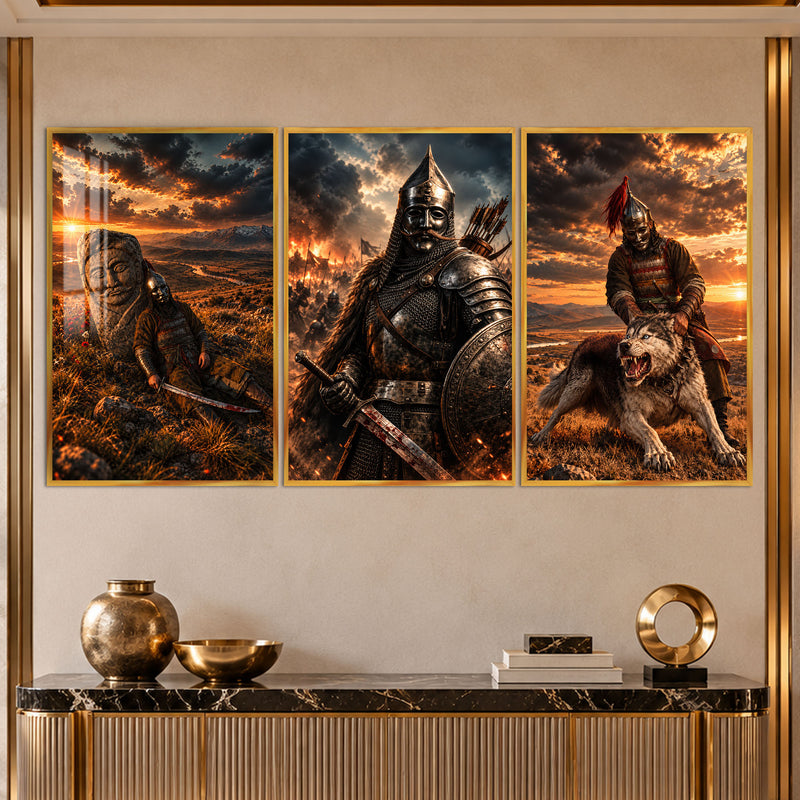Warrior Sunset with gold frame