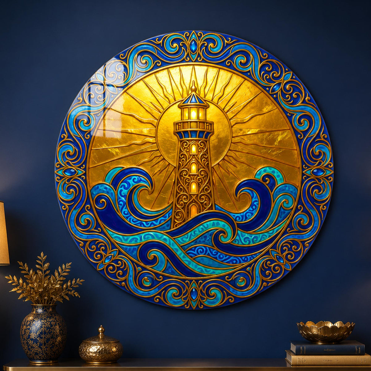Golden Beacon in a modern room