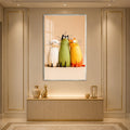Three Curious Cats with silver frame
