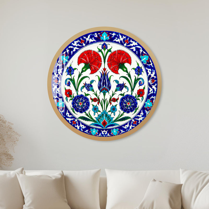 Iznik Floral Garden with gold frame