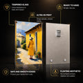 Woman in Yellow Street — tempered glass, ultra HD print, ready to hang