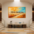 Desert Caravan Crossing with gold frame