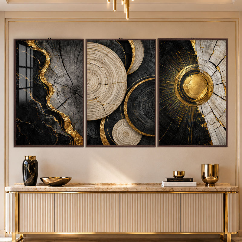 Golden Tree Ring with walnut frame