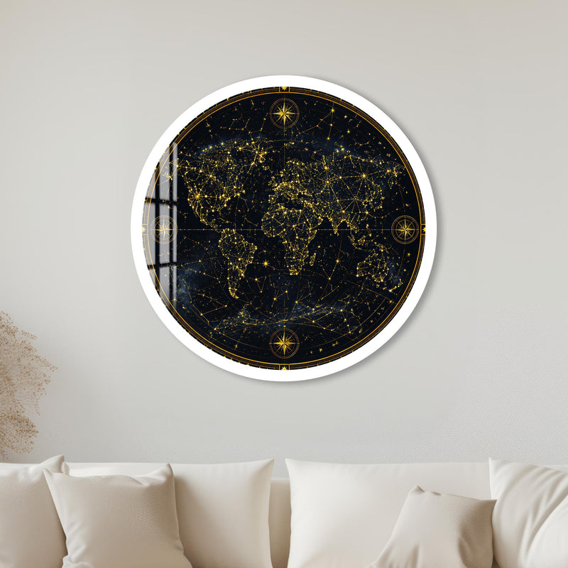 Celestial World Map with white frame