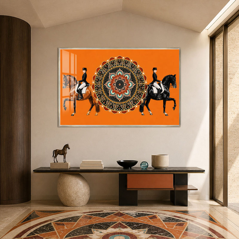 Mandala Equestrian Pair with silver frame