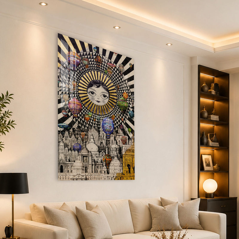 Artronauts Glass Print City Of Floating Dreams Glass Wall Art