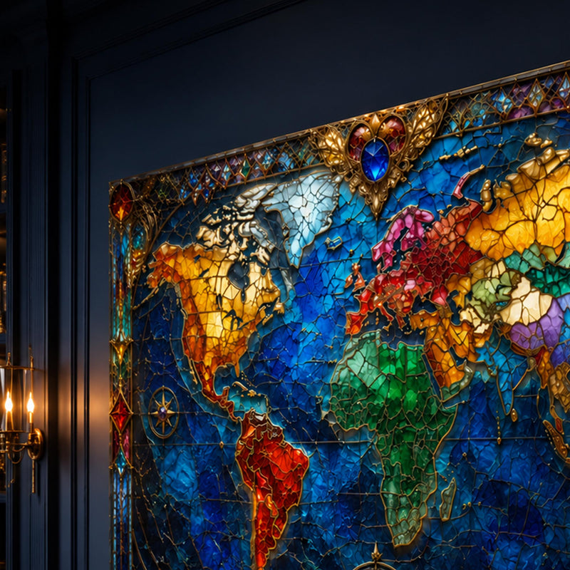Jeweled World Map lifestyle view