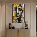 Artronauts Glass Print 12x18 cm | 4.7"x7.1" / Walnut Fragmented Golden Woman Glass Wall Art