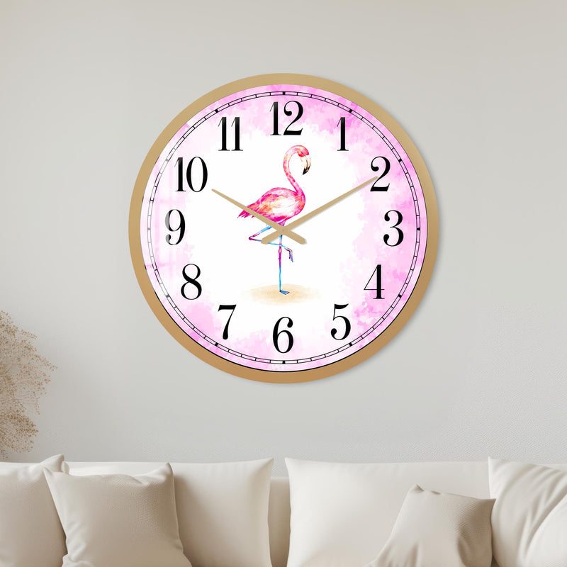 Watercolour Pink Flamingo with gold frame