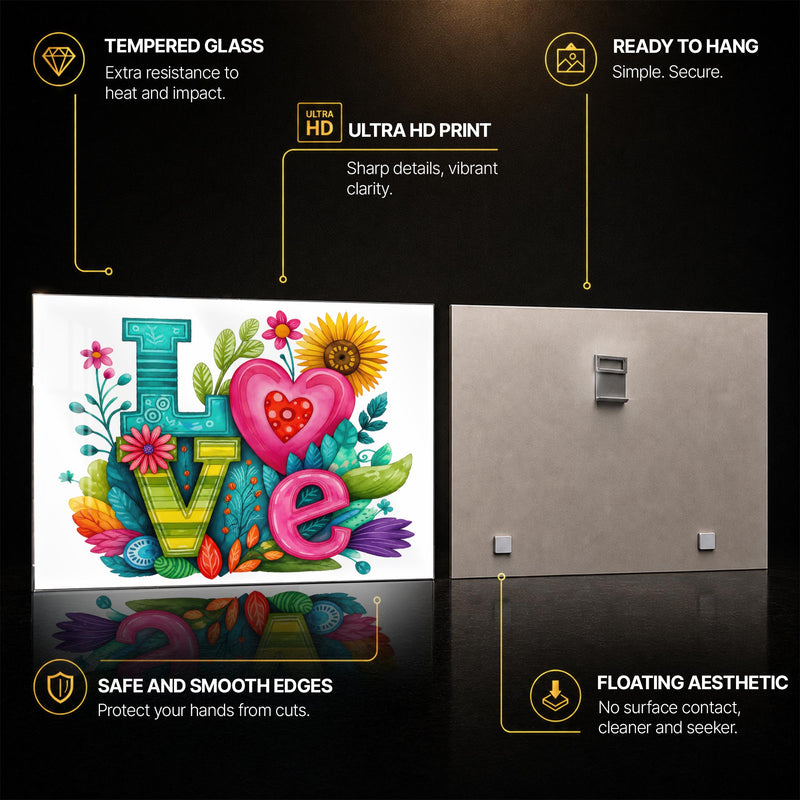 Blooming Love — tempered glass, ultra HD print, ready to hang