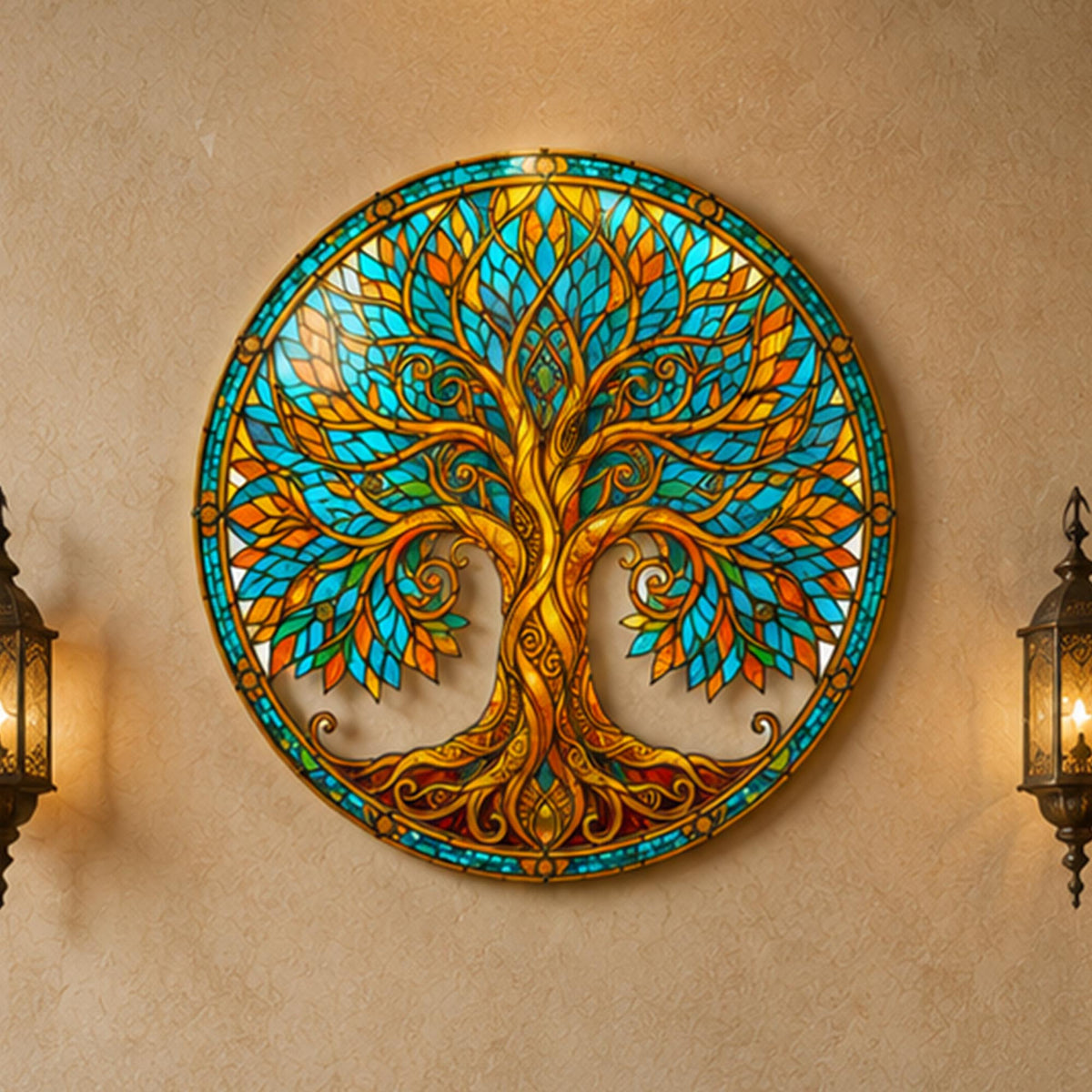 Stained Glass Tree Of Life II — tempered glass, ultra HD print, ready to hang
