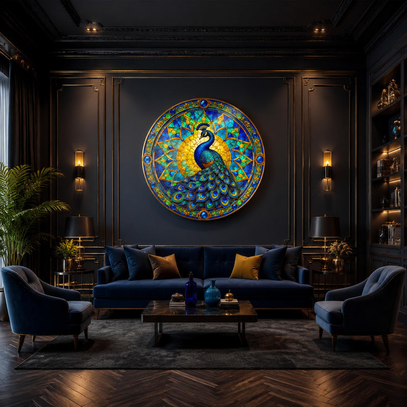 Emerald Stained Glass Peacock lifestyle view