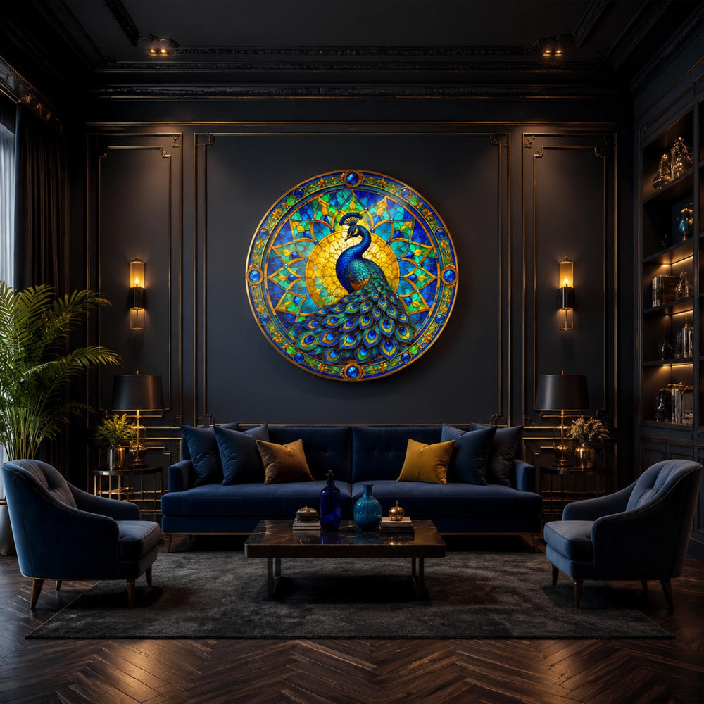 Emerald Stained Glass Peacock lifestyle view