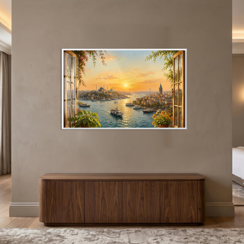 Istanbul Sunset View with white frame
