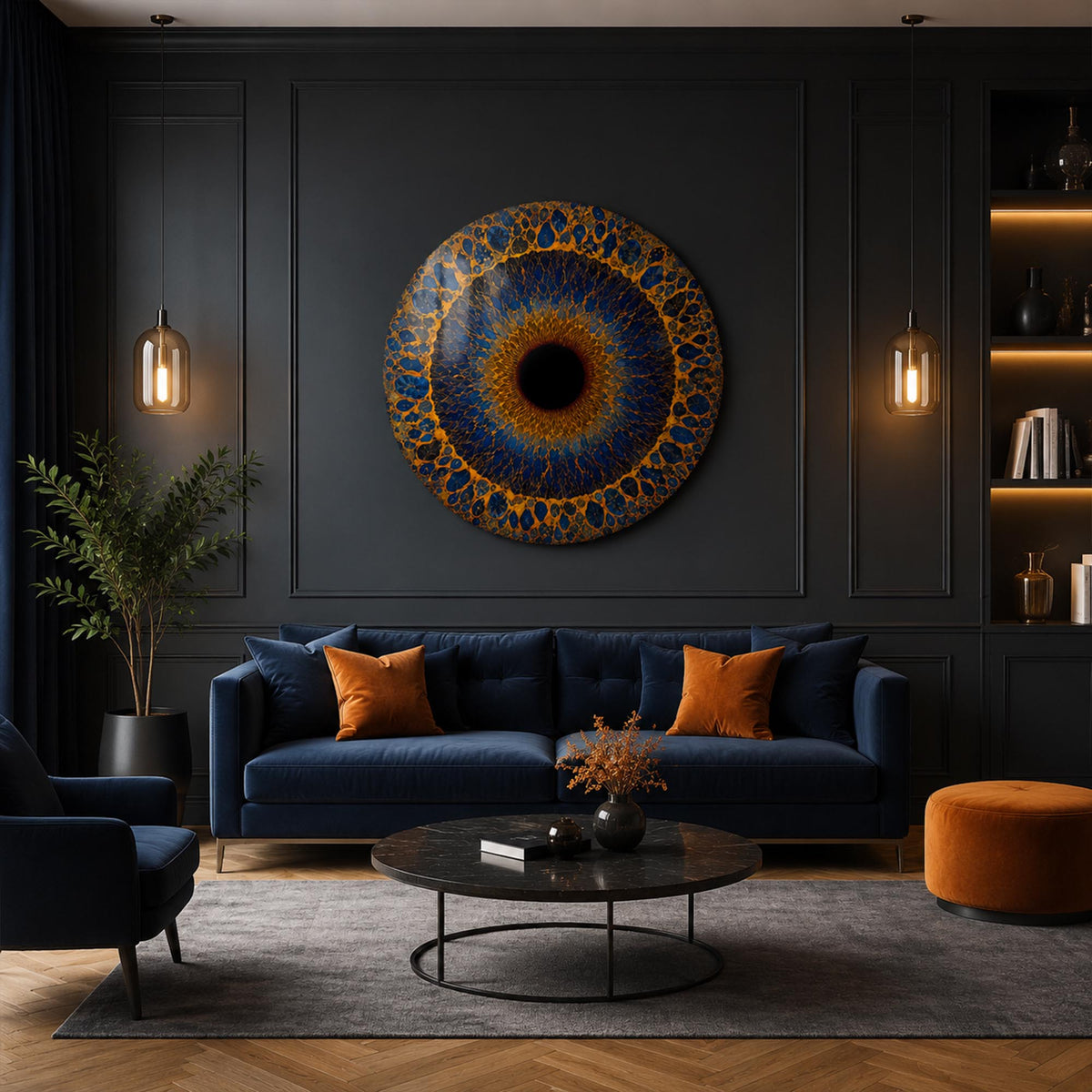 Gilded Iris — tempered glass, ultra HD print, ready to hang