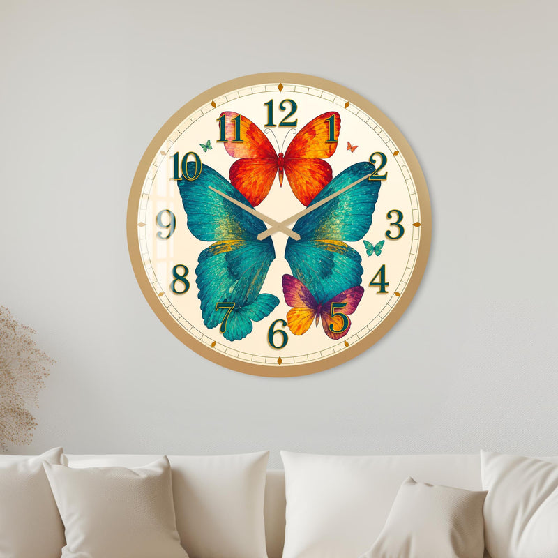 Vibrant Butterfly Garden with gold frame