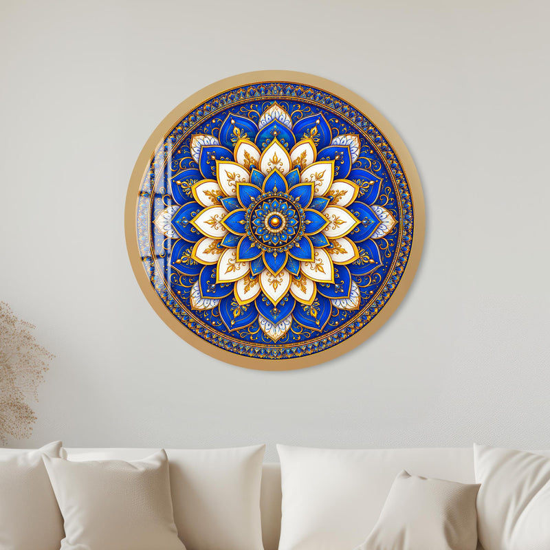 Royal Blue Mandala with gold frame