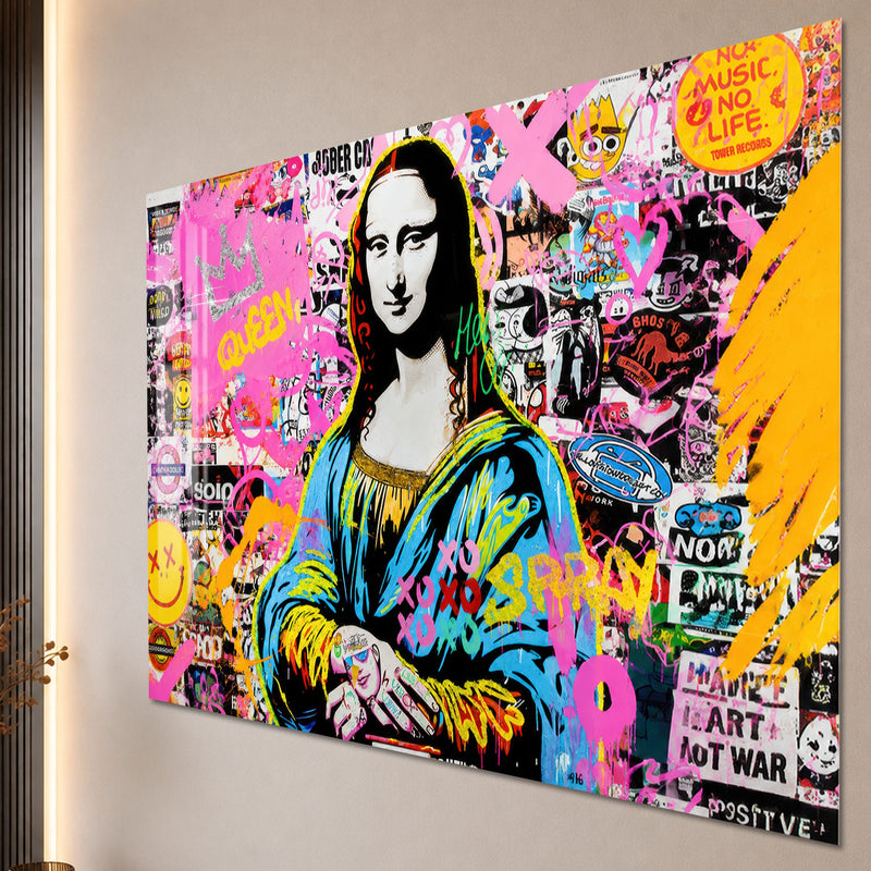 Artronauts Glass Print Graffiti Mona Lisa Glass Wall Art