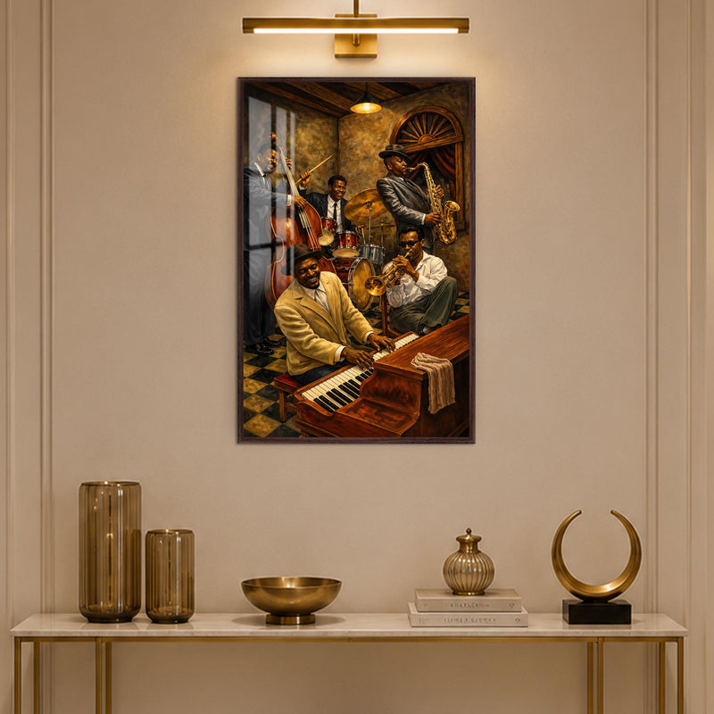Golden Hour Jazz Club with walnut frame