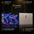 Cosmic World Map — tempered glass, ultra HD print, ready to hang