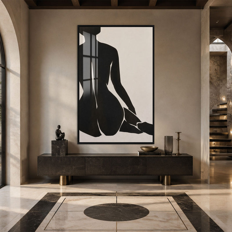 Artronauts Glass Print 12x18 cm | 4.7"x7.1" / Black Quiet Silhouette Glass Wall Art