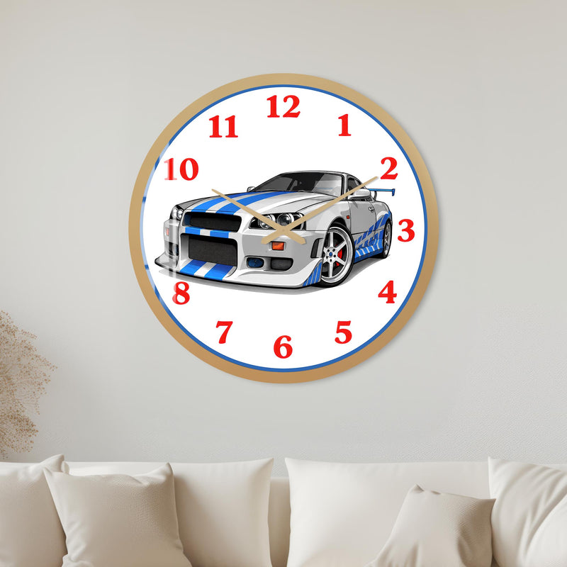 Blue Sports Car with gold frame