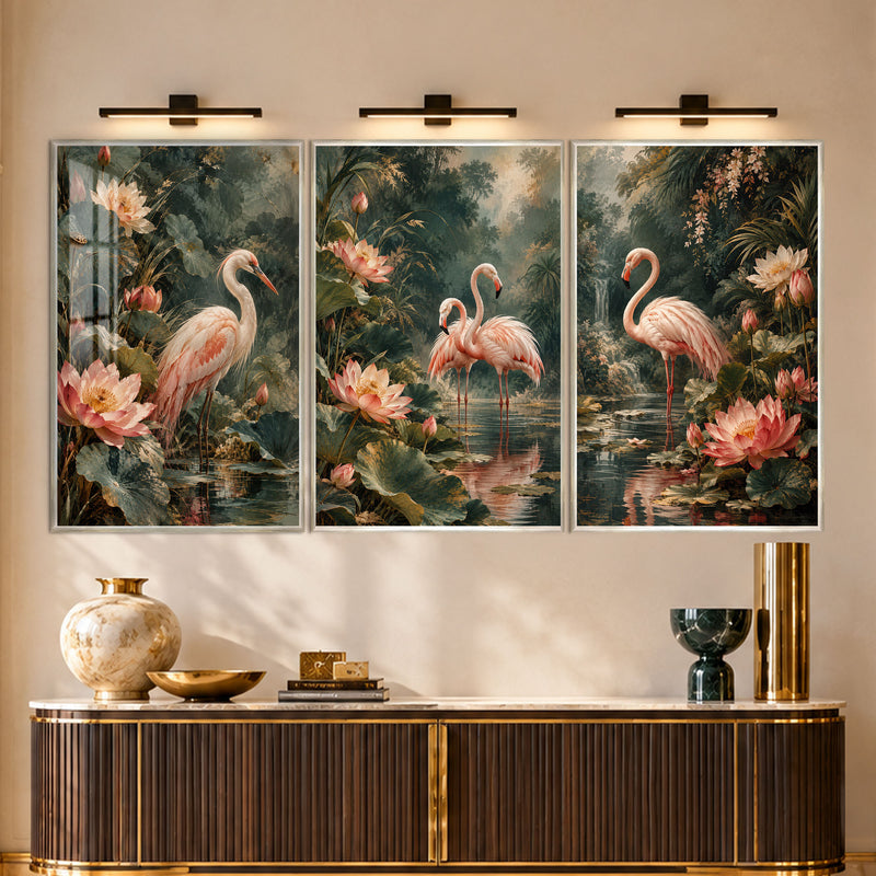Flamingo Lotus with silver frame