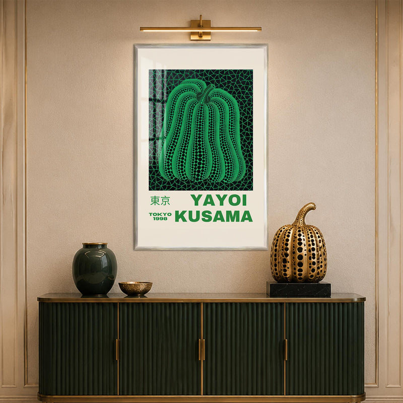 Emerald Pumpkin Dots with silver frame