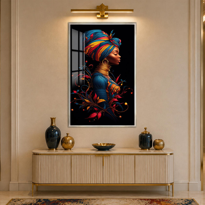Regal African Muse with silver frame