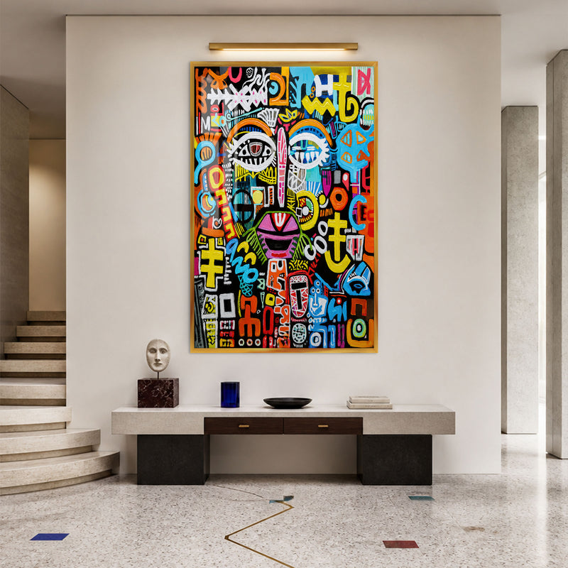 Urban Tribal Face with gold frame