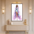 Lavender Runway Muse with walnut frame