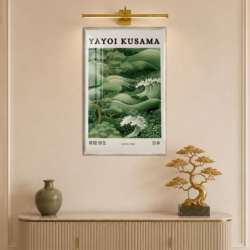 Emerald Japanese Waves with silver frame