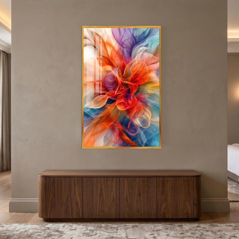 Chromatic Petal Flow with gold frame