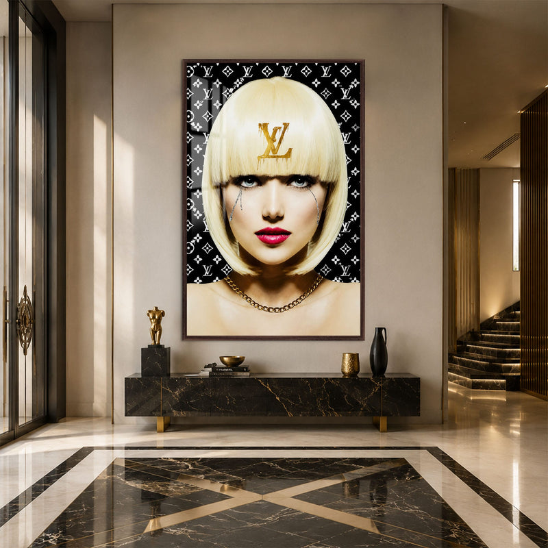 Artronauts Glass Print 12x18 cm | 4.7"x7.1" / Walnut Golden Fashion Icon Glass Wall Art