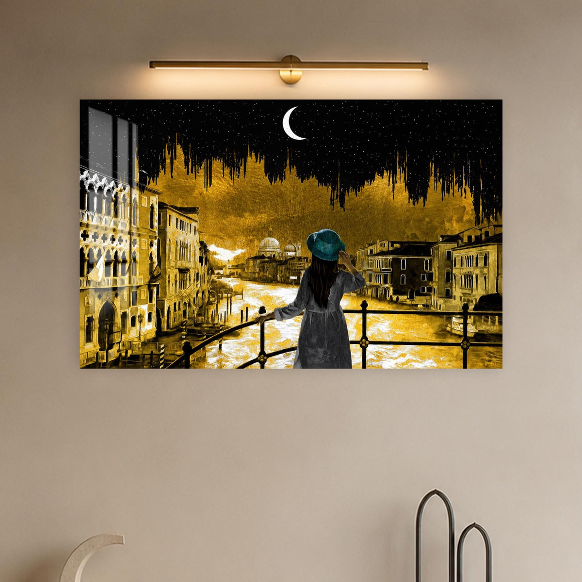 Artronauts Glass Print Venice Under Moonlight Glass Wall Art