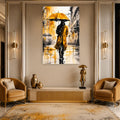 Artronauts Glass Print Yellow Umbrella Walker Glass Wall Art