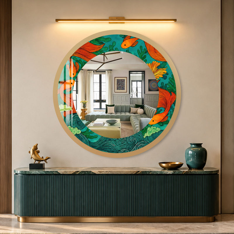 Koi Garden with gold frame