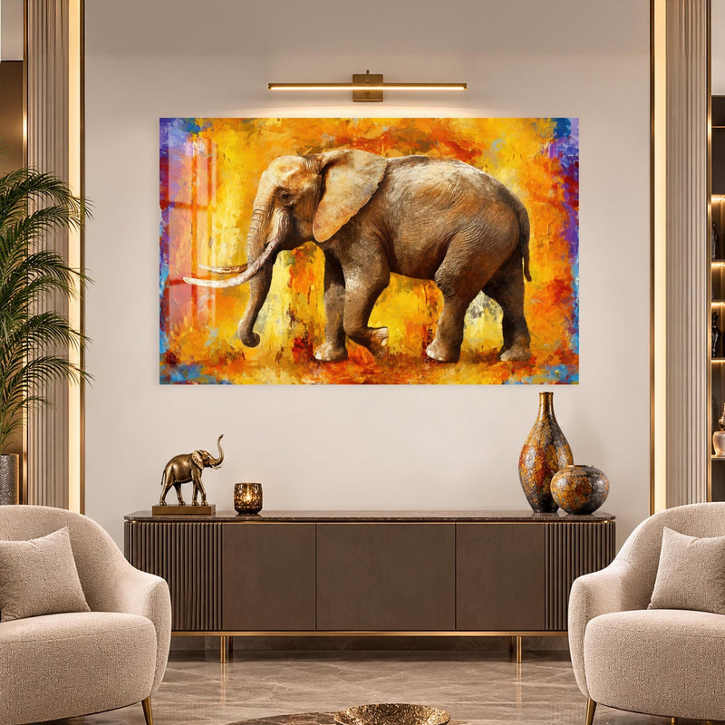 Artronauts Glass Print Sunset Elephant Glass Wall Art